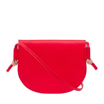 DUDU Petit sac bandoulière femme en cuir rouge flamme 2