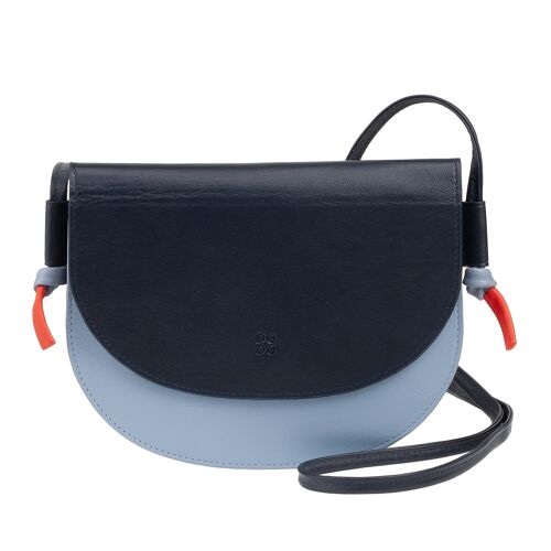 DUDU Small women's leather crossbody bag navy