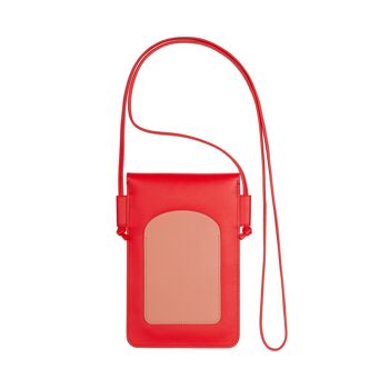 DUDU Collier en cuir portefeuille étui pour smartphone flamme rouge 2
