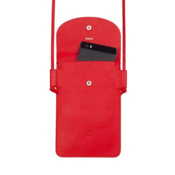 DUDU Collier en cuir portefeuille étui pour smartphone flamme rouge 4