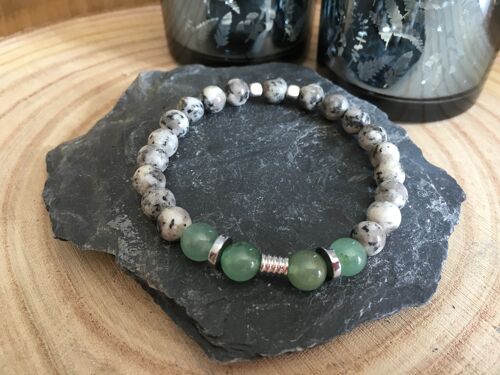 Bracelet Homme en pierre de Jaspe kiwi et en Aventurine