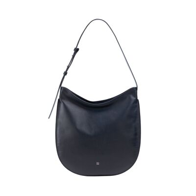 DUDU Women's leather hobo bag zipped navy