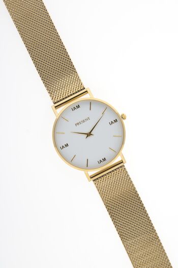 I AM PRESENT Montre Mesh Gold Affirmation 7