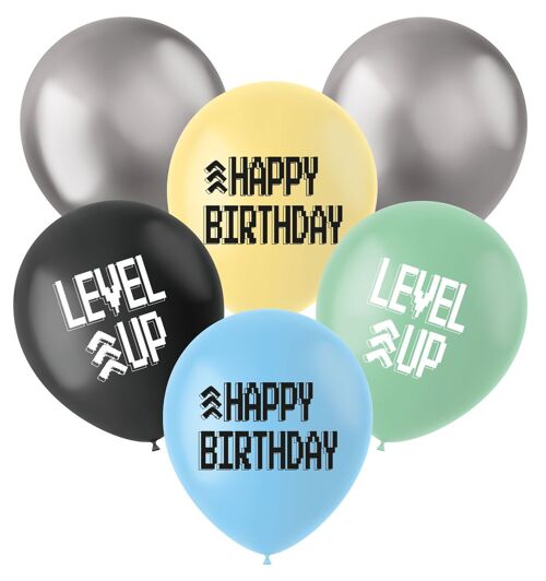 Latex Balloons - Level Up - 33 cm - 6 pieces