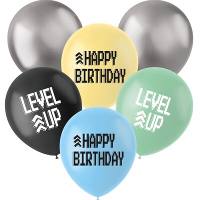 Latexballons - Level Up - 33 cm - 6 Stück