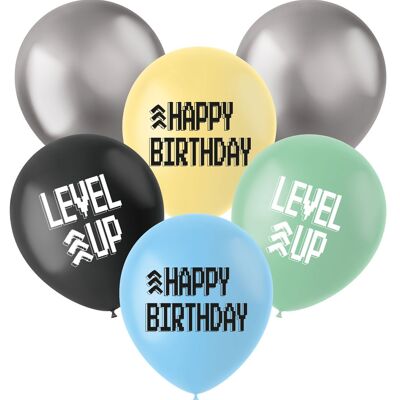 Latex Balloons - Level Up - 33 cm - 6 pieces
