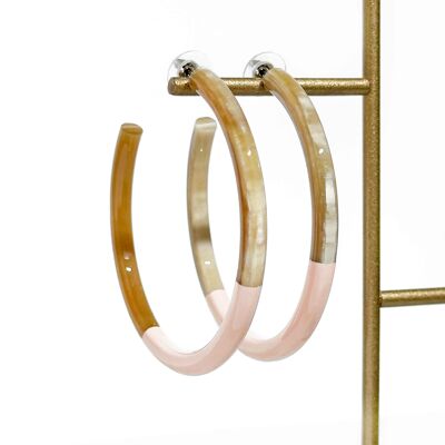 Hoop earrings in colored natural horn - Pale pink