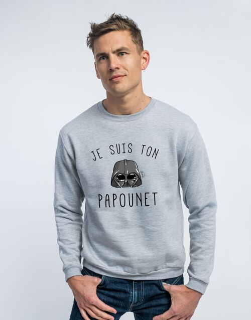 SWEAT GRIS CHINE HOMME JE SUIS TON PAPOUNET