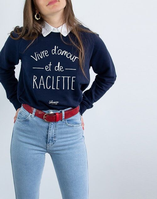 SWEAT NAVY FEMME VIVRE D'AMOUR ET DE RACLETTE