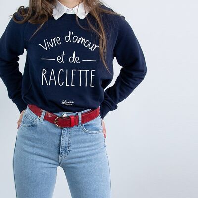 NAVY WOMEN’S SWEATSHIRT LIVING ON LOVE AND RACLEETTE