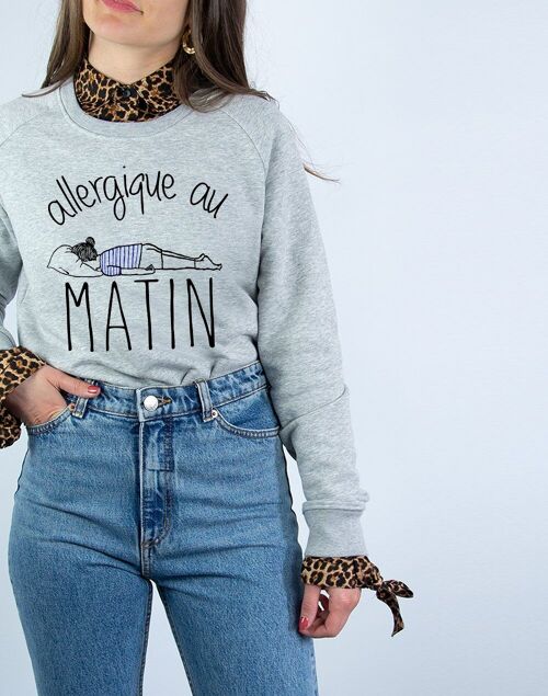 SWEAT GRIS CHINE FEMME ALLERGIQUE AU MATIN