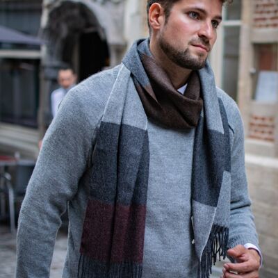 Puyu Gray / Bordeaux Red Scarf