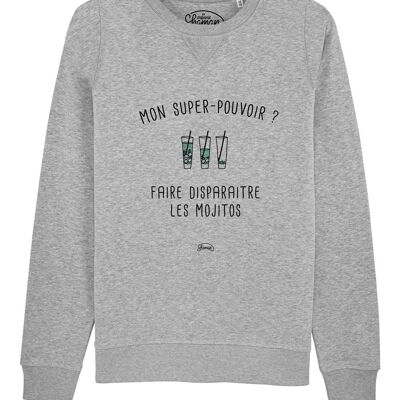 SUDADERA CHINA GRIS HOMBRE ¿MI SUPERPODER? HACER DESAPARECER LOS MOJITOS