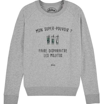 WOMEN'S CHINA GRAY SWEATSHIRT MY SUPERPOWER? MAKE THE MOJITOS DISAPPEAR