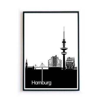 Hambourg Skyline Illustration - Affiche 2