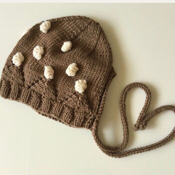 Bonnet de bébé à motifs pop corn tricoté à la main en coton biologique, chapeau de bébé, bonnet de bébé fait à la main, bonnet de bébé vintage, accessoire pour bébé de première année 2