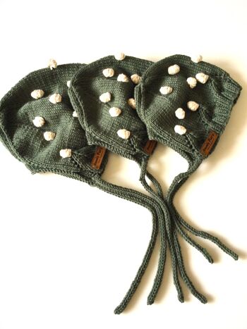 Bonnet de bébé à motifs pop corn tricoté à la main en coton biologique, chapeau de bébé, bonnet de bébé fait à la main, bonnet de bébé vintage, accessoire pour bébé de première année 5