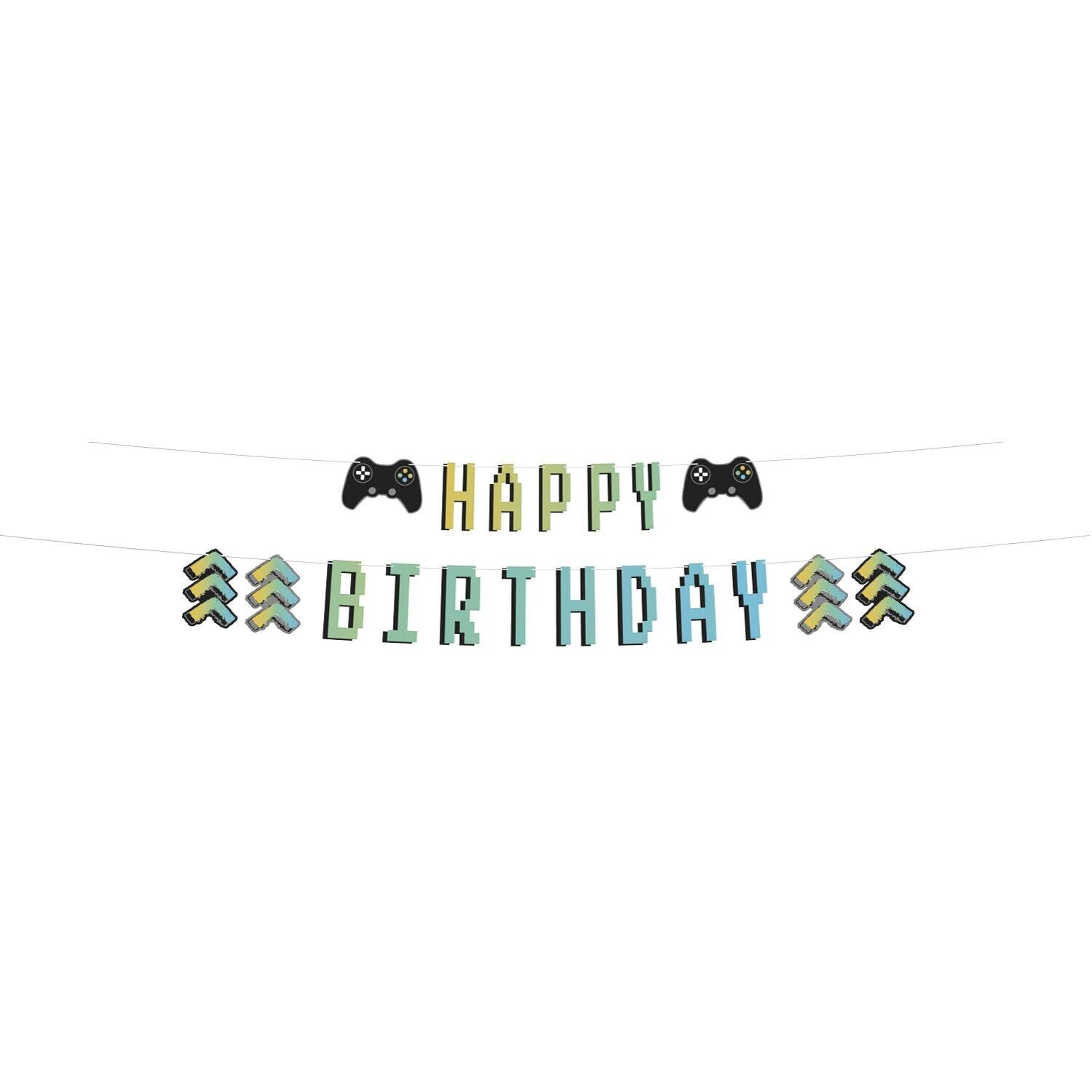 Buchstabenbanner-Set – „Happy Birthday“ – Level Up – 1,5 Meter