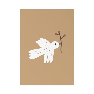Little Birdie – Ockerfarbenes Poster, Öko-Papier und Verpackung