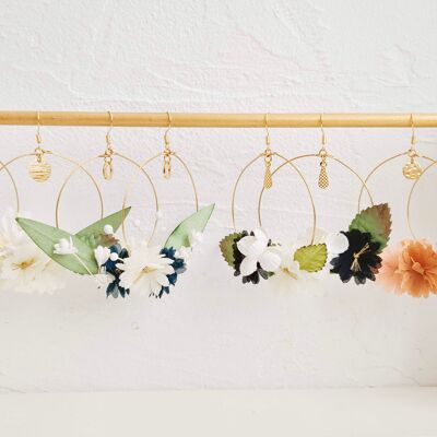 Kit 4 pairs BO-5 flower hoop earrings