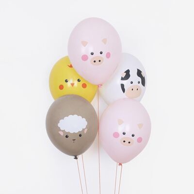 5 Luftballons: Mini-Nutztiere