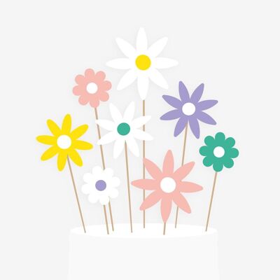 8 Cake toppers : marguerites