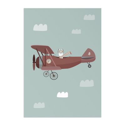 Affiche Lama Aviator Animal Kids, papier écologique et emballage