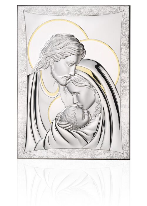 Quadro Icona da Parete e da Appoggio 33x44 cm Argentato Linea "Sacra Famiglia Oro"