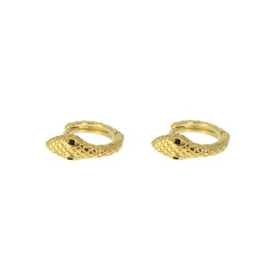 Snake gold plated mini hoop earrings