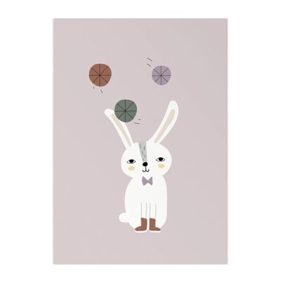 Juggle Bunny Animal Kids Póster, papel ecológico y embalaje