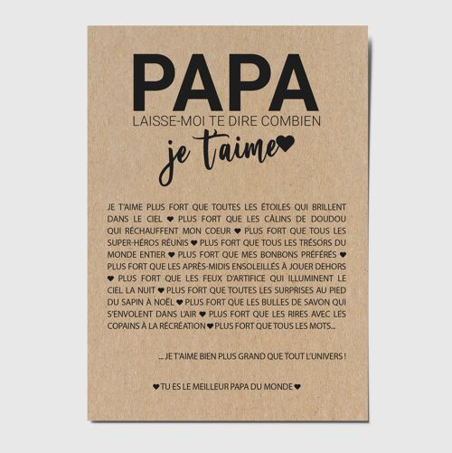 Carte postale "Papa laisse-moi te dire combien je t'aime"