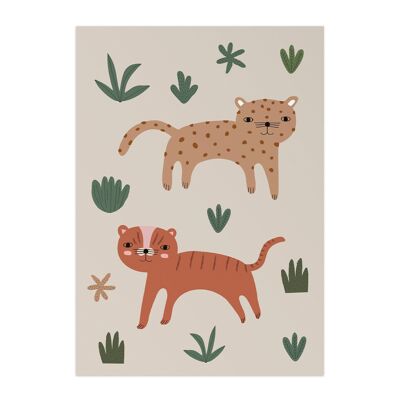 Póster infantil de animales de gatos salvajes, papel y embalaje ecológicos