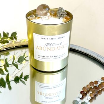 Rituel de bougies de luxe à abondance avec méditations.    Cristal et guérison énergétique infusés. Végétalien, Parfumé, Soja 5