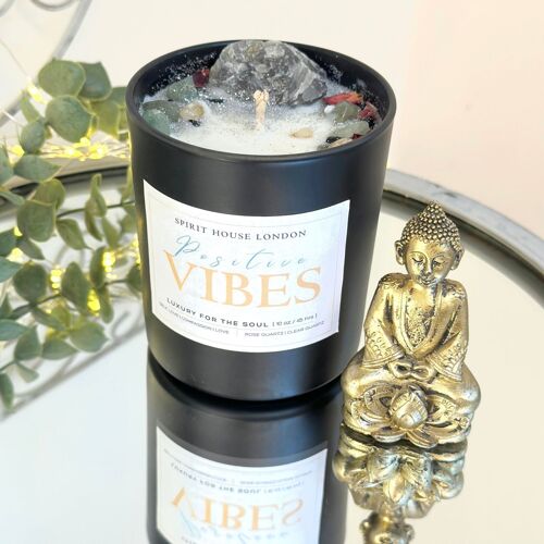 Positive Vibes Candle Ritual, With Meditations. Luxury. Crystal & Energy Healing Infused. Vegan, Scented, Soy
