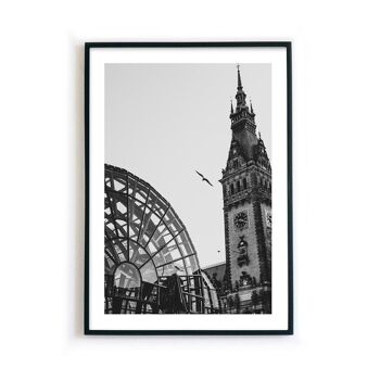 Affiche de l'hôtel de ville de Hambourg - Noir et blanc 5