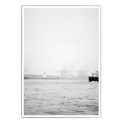 Fog at the harbor Clean - Hamburg Poster