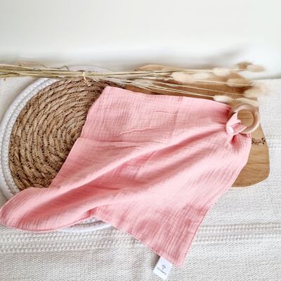 Cuddle cloth with beech teether - Light pink