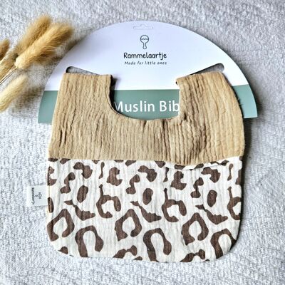 Soft hydrophilic bib with leopard print