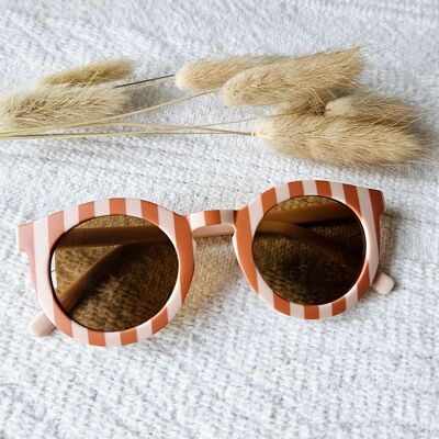 Baby- und Kindersonnenbrille UV400 gestreift - Soft Pink / Camel