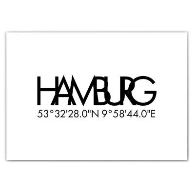 Póster de coordenadas de Hamburgo - formato apaisado
