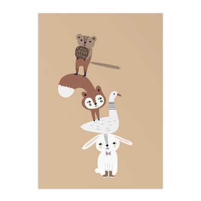 Animal Tower Animal Kids Poster, Eco Paper & Packaging