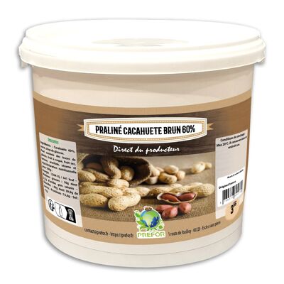 Brown peanut praline 60% bucket 3kg