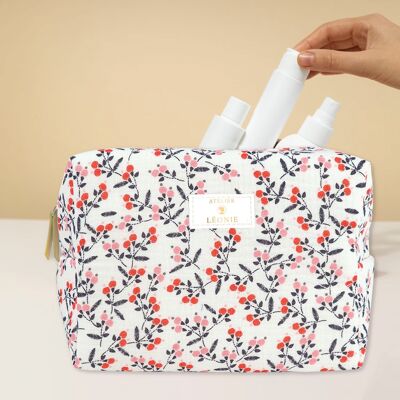 Women's toiletry bag (21x15x10) - Cotton gauze - Floral print