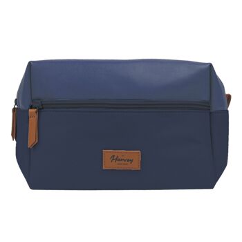 Trousse de toilette Homme (21x14x10)- Harvey Collection - Simili Cuir et coton Bleu 2