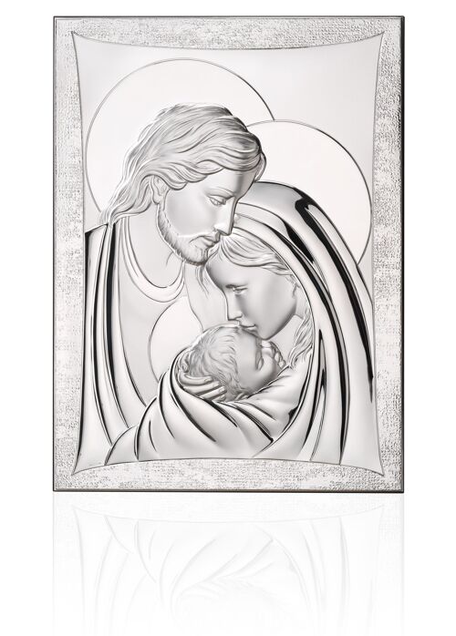 Quadro Icona da Parete e da Appoggio 27x34 cm Argentato Linea "Sacra Famiglia"