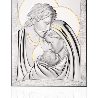 Wall and freestanding icon picture 22x27.5 cm silver "Holy Family Gold" line