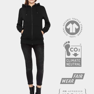 Yoga Studio Sudadera con capucha y cremallera de algodón orgánico para mujer