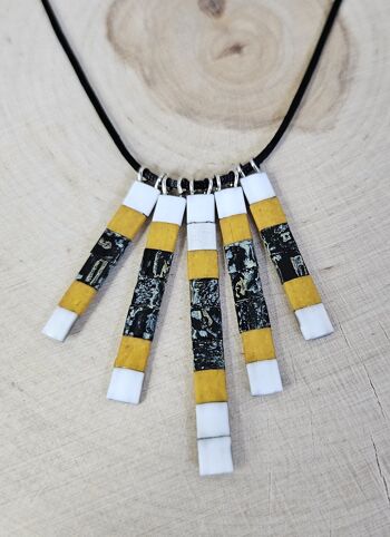 Collier Etila Blanc, Moutarde et Picasso Jaune