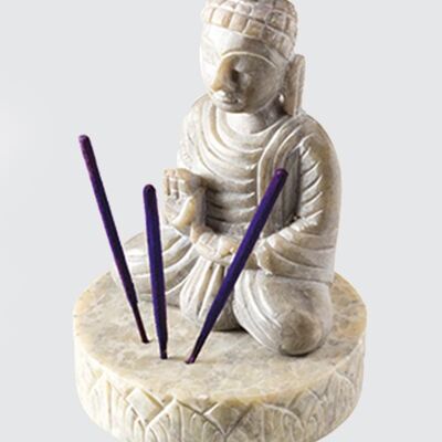 Namaste Hand Carved Soapstone Buddha Incense Burner Holder