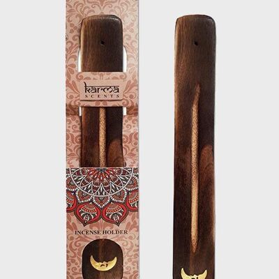 Namaste Karma Scents Brass Inlay Mango Wood Ash Holder Moon